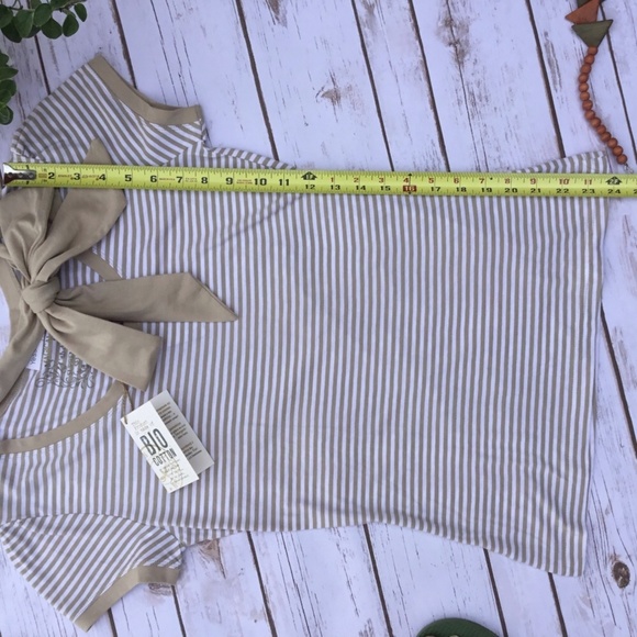 White & Tan Striped Organic Cotton T-Shirt NWT - Picture 6 of 6